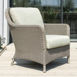 Haverhill Rattan Garden Lounge Armchair In Grey Dusk
