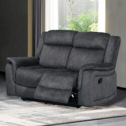 Jeddah Plush Velvet Recliner 2 Seater Sofa In Dark Grey