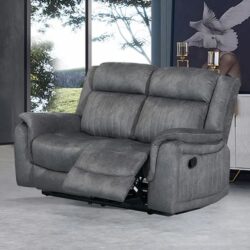 Jeddah Plush Velvet Recliner 2 Seater Sofa In Light Grey