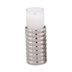 Large Pillar Candle Holder - Ribbed Nickel Plated