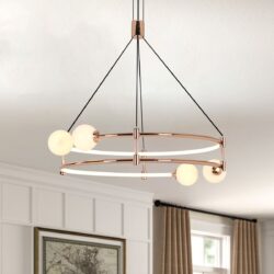Lightsin Elegant Gold Double-Ring Halo Chandelier with Tri-Color LED Lighting
