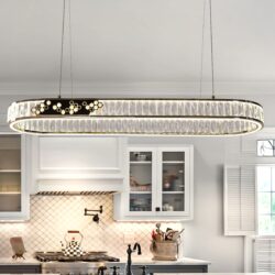 Lightsin Gold Crystal Ring LED Pendant Light Modern Chandelier Ceiling Lighting