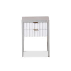 Malibu 1 Drawer Bedside Table - Grey Satin Veneer & Hairline White