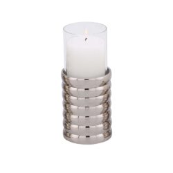 Medium Pillar Candle Holder - Ribbed Nickel Plated