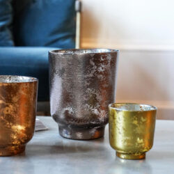 Metallic Glass Candle Holder - Bronze