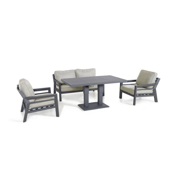 New York 2 Seat Sofa Set with Rising Table - Dove Grey