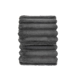 Olivia's Studio Ribbed Fur Throw in Grey