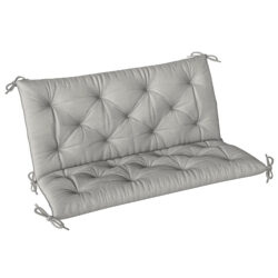 Outsunny 2 Seater Bench Pad, Garden Chair Cushion with Back and Ties for Indoor and Outdoor Use, 98 x 100 cm, Light Grey