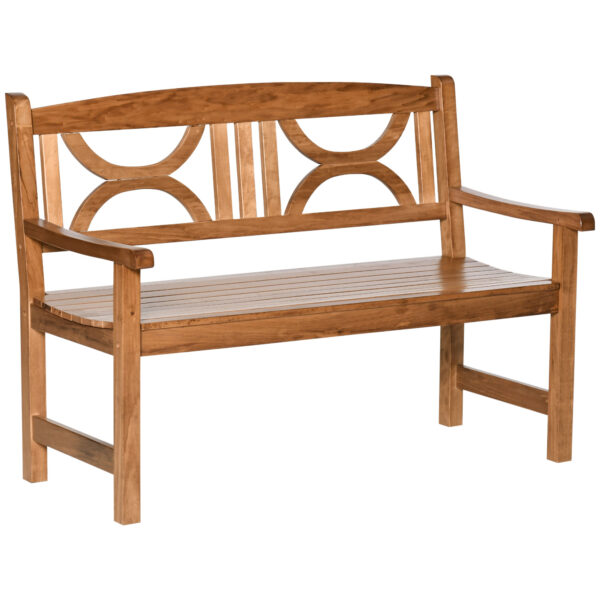 Outsunny 2-Seater Chair, Wooden Garden Bench, Outdoor Patio Loveseat for Yard, Lawn, Porch, Natural Aosom UK