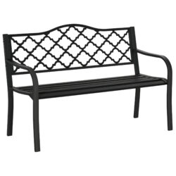 Outsunny 2-Seater Outdoor Garden Bench Cast Iron Antique Park Loveseat Chair with Armrest for Yard, Lawn, Porch, Patio, Steel Aosom UK