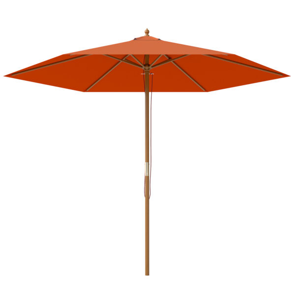 Outsunny 2.5m Wood Garden Parasol Sun Shade Patio Outdoor Wooden Umbrella Canopy Orange