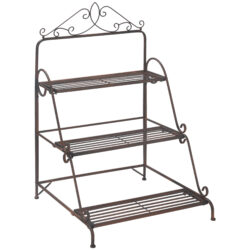 Outsunny 3 Tier Stair Style Metal Plant Stand, Flower Pot Holder Display Shelf, Storage Organizer Rack for Indoor Outdoor Patio Balcony Aosom UK