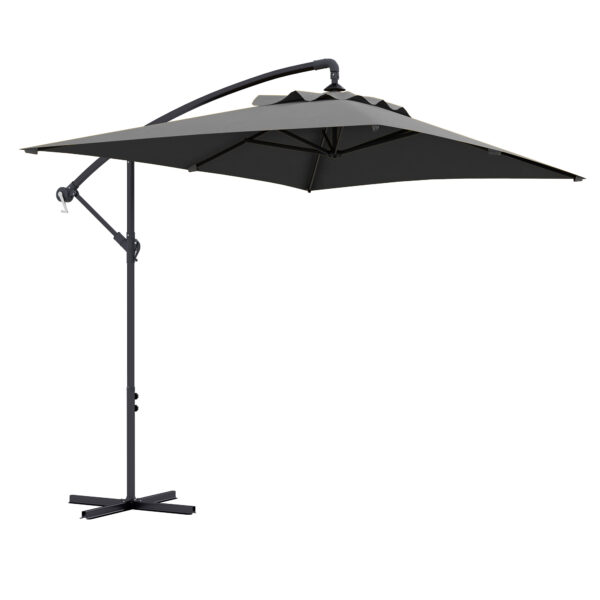 Outsunny 3x2m Cantilever Parasol with Cross Base, Banana Parasol with Crank Handle and 6 Ribs, Rectangular Hanging Patio Umbrella Aosom UK
