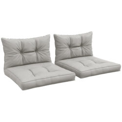 Outsunny 4-Piece Patio Chair Cushions Set, Seat and Back Pillows Replacement for Indoor Outdoor, Light Grey