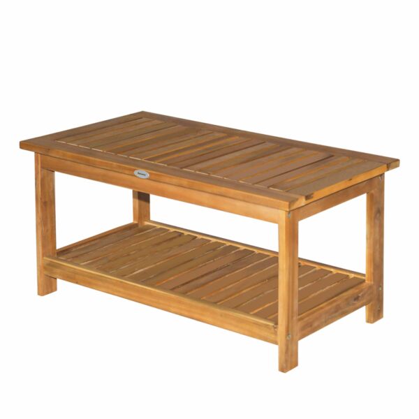Outsunny Acacia Wood Garden Table, Two-Tier Outdoor Side Table, 45 x 90cm, Ideal for Patio, Deck, and Garden