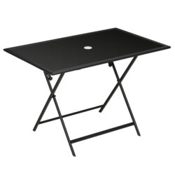 Outsunny Extendable Outdoor Dining Table, Rectangle Patio Table with Tempered Glass Top and Parasol Hole, for Garden, Lawn, Backyard, 110 x 70 x 70 cm