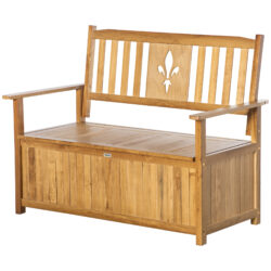 Outsunny Garden Bench Retreat: 2-Seater Outdoor Storage Box, Natural Wooden Patio Seating Aosom UK