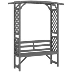 Outsunny Garden Bench, Wooden Garden Arbour with Seat for Vines/Climbing Plants, Grey