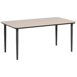 Outsunny Garden Table, Outdoor Dining Table for 6 People, 160 x 90 x 74 cm, with Rust Resistant Metal Frame, WPC Top, for Balcony, Terrace, Light Grey