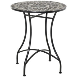 Outsunny Mosaic Side Table, 60cm Round Bistro Coffee Table, Plant Stand for Indoor, Outdoor, Garden, Patio, Balcony, Grey Aosom UK