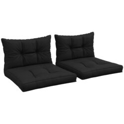 Outsunny Replacement Seat Cushions and Back Pillows, 4-Piece Patio Chair Cushion Set for Indoor or Outdoor Use, Black