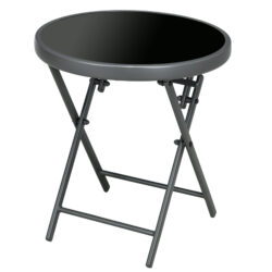 Outsunny Round Folding Patio Table: Imitation Marble Top, Outdoor Coffee Companion Aosom UK