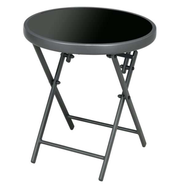 Outsunny Round Folding Patio Table: Imitation Marble Top, Outdoor Coffee Companion Aosom UK