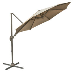 Outsunny Waterproof 3M Cantilever Parasol, Roma Umbrella with Tilt Crank and 360° Degree Rotating System, Hanging Sun Shade, Khaki Aosom UK