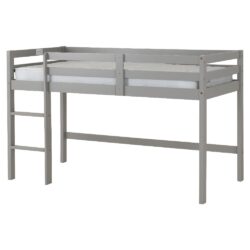 Pavia Wooden Mid Sleeper Children Bed With Ladder In Slate Grey