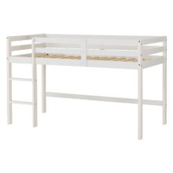Pavia Wooden Mid Sleeper Children Bed With Ladder In White