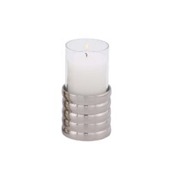 Small Pillar Candle Holder - Ribbed Nickel Plated