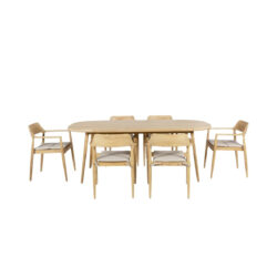 Solina Outdoor 6 Seater Dining Set - Natural Wood & Oatmeal
