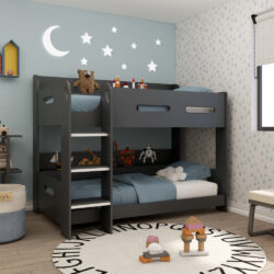 Solus - Single - Bunk Bed with Shelving - Pink/Oak - Wooden - 3ft