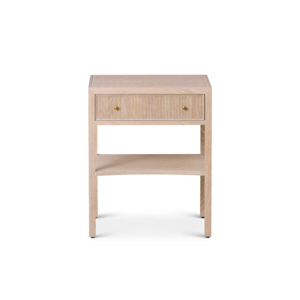 Toronto 1 Drawer Bedside Table - Natural Oak & Brass