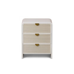 Venice 3 Drawer Bedside Table - Cloud White & Brushed Brass