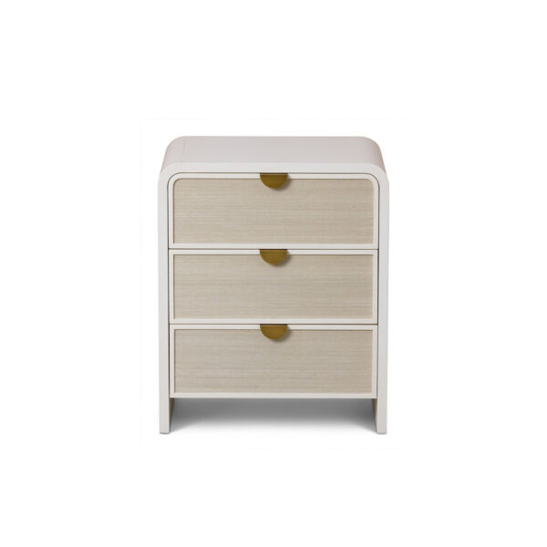 Venice 3 Drawer Bedside Table - Cloud White & Brushed Brass