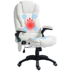 Vinsetto Boucle Six-Point Massage Office Chair - White Aosom UK
