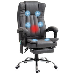 Vinsetto Heated Office Chair, 6-Zone Massage Home Relaxation Chair with Ergonomic Footrest & Adjustable Recline, Dark Grey Aosom UK
