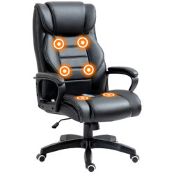 Vinsetto High Back Massage Office Chair with 6-Point Vibration, Executive Office Chair w/ Extra Padded Swivel, Ergonomic Tilt, Black Aosom UK