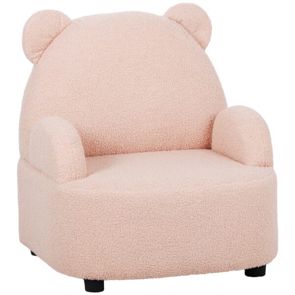 AIYAPLAY Kids Sofa Kids Armchair, Bear Shaped Toddler Chair for Bedroom Playroom Living Room, Aged 18 Months to 3 Years, Pink Aosom UK
