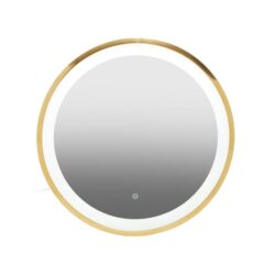 Agadir Round Illuminated Bathroom Mirror In Gold Frame