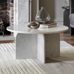 Akron Marble Round Coffee Table In White