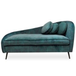 Alcoa Velvet Lounge Chaise With Wooden Legs In Green