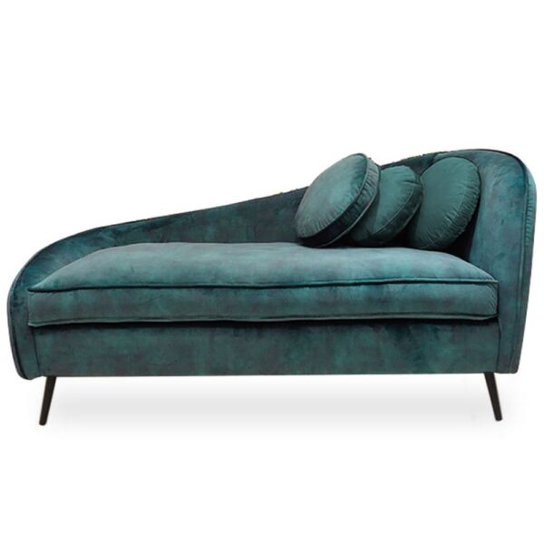 Alcoa Velvet Lounge Chaise With Wooden Legs In Green