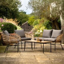 Algona Outdoor Rattan Lounge Set With Coffee Table In Natural