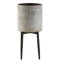 Amherst Large Metal Planter In Distressed And Whitewash