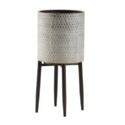 Amherst Small Metal Planter In Distressed And Whitewash