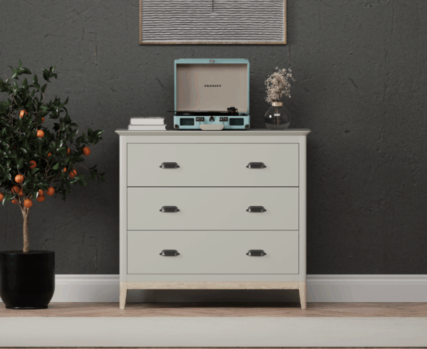 Ancona Oak and Soft Green Painted 3 Drawer Chest