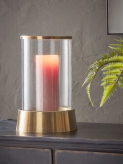 Antique Brass & Glass Candle Holder