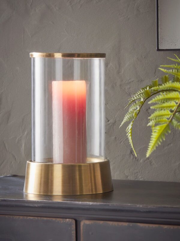 Antique Brass & Glass Candle Holder